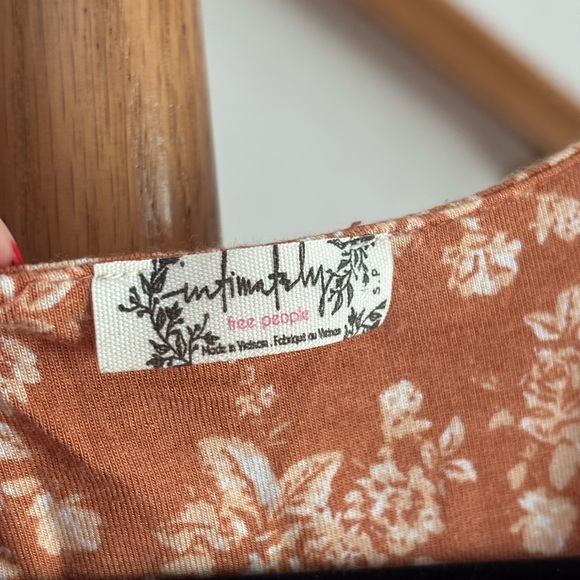 Free People Soft Orange Bodysuit with Floral Pattern - Picture 1 of 4